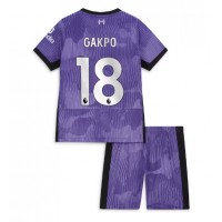 Fotbalové Dres Liverpool Cody Gakpo #18 Dětské Alternativní 2023-24 Krátký Rukáv (+ trenýrky)